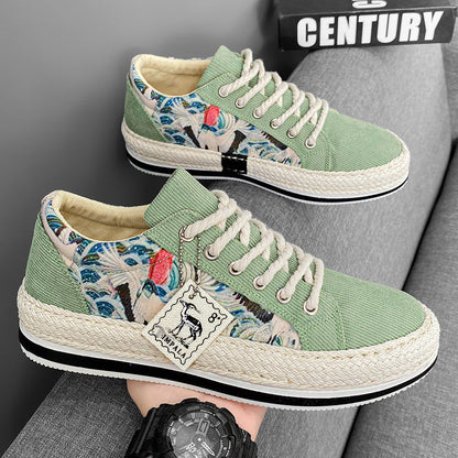 Kasimir - Heren sneakers met geweven zool en grafisch ontwerp