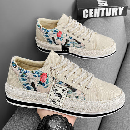 Kasimir - Heren sneakers met geweven zool en grafisch ontwerp