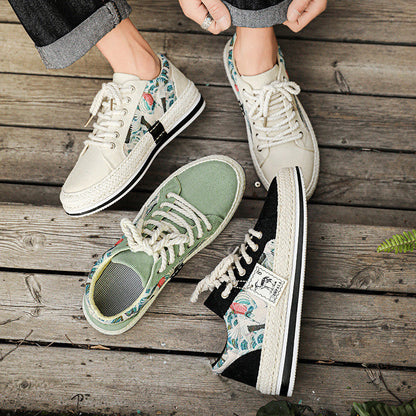 Kasimir - Heren sneakers met geweven zool en grafisch ontwerp