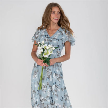 Eliza - Bloemen maxi jurk met vlindermouwen