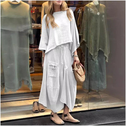 Jocosa - Tweedelig damesensemble met losse top en midi broekrok