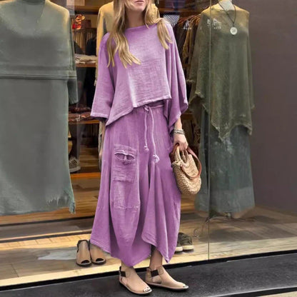 Jocosa - Tweedelig damesensemble met losse top en midi broekrok