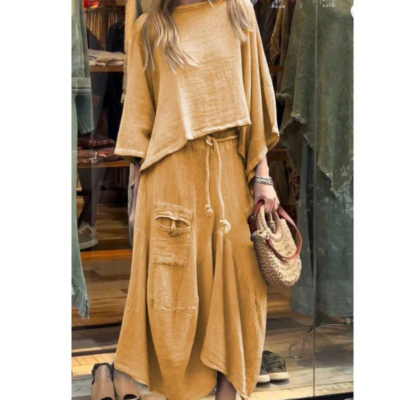 Jocosa - Tweedelig damesensemble met losse top en midi broekrok