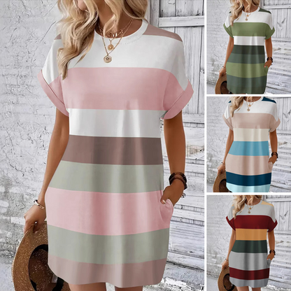 Jordana - Casual t-shirtjurk met strepen voor dames