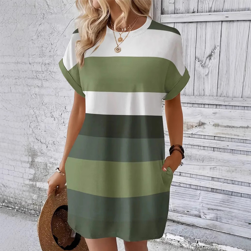 Jordana - Casual t-shirtjurk met strepen voor dames