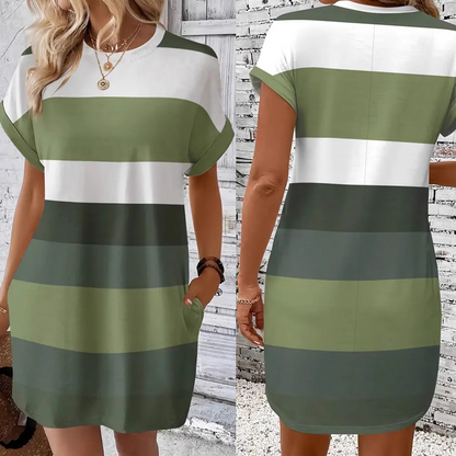 Jordana - Casual t-shirtjurk met strepen voor dames
