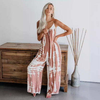 Martyna - Dames jumpsuit met wijde pijpen en spaghettibandjes