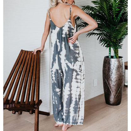 Martyna - Dames jumpsuit met wijde pijpen en spaghettibandjes