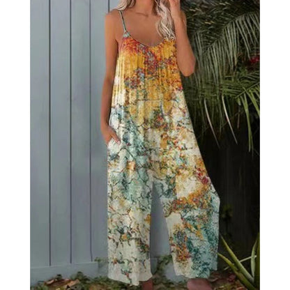Martyna - Dames jumpsuit met wijde pijpen en spaghettibandjes