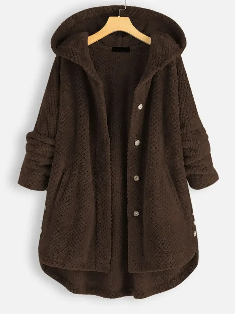 Beatriz - Fleece hooded cardigan met voorzakken