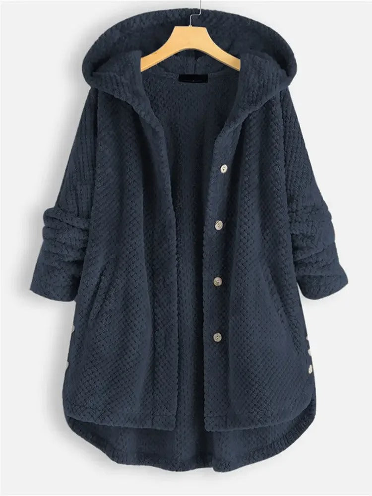 Beatriz - Fleece hooded cardigan met voorzakken