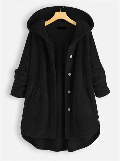 Beatriz - Fleece hooded cardigan met voorzakken