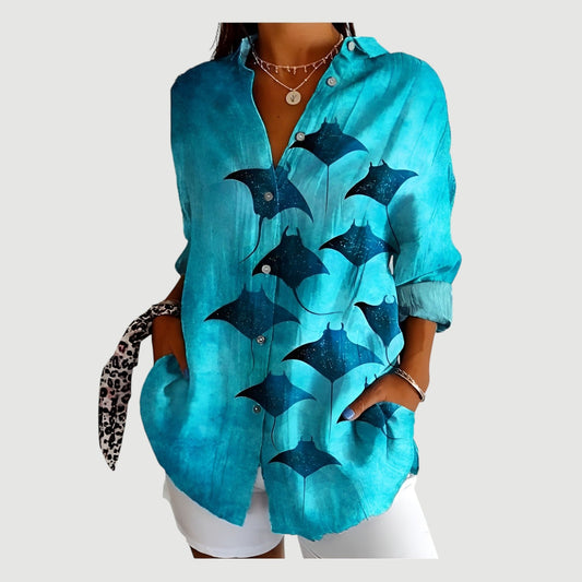 Ragna - Losvallende damesblouse met doorknoopsluiting