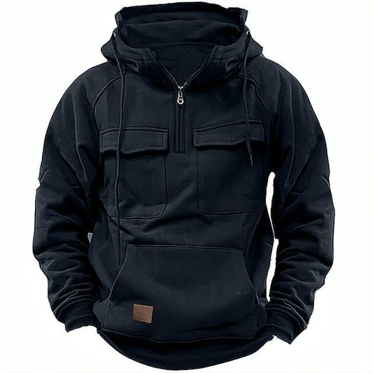 Naeem - Heren tactical pocket hoodie met half-zip