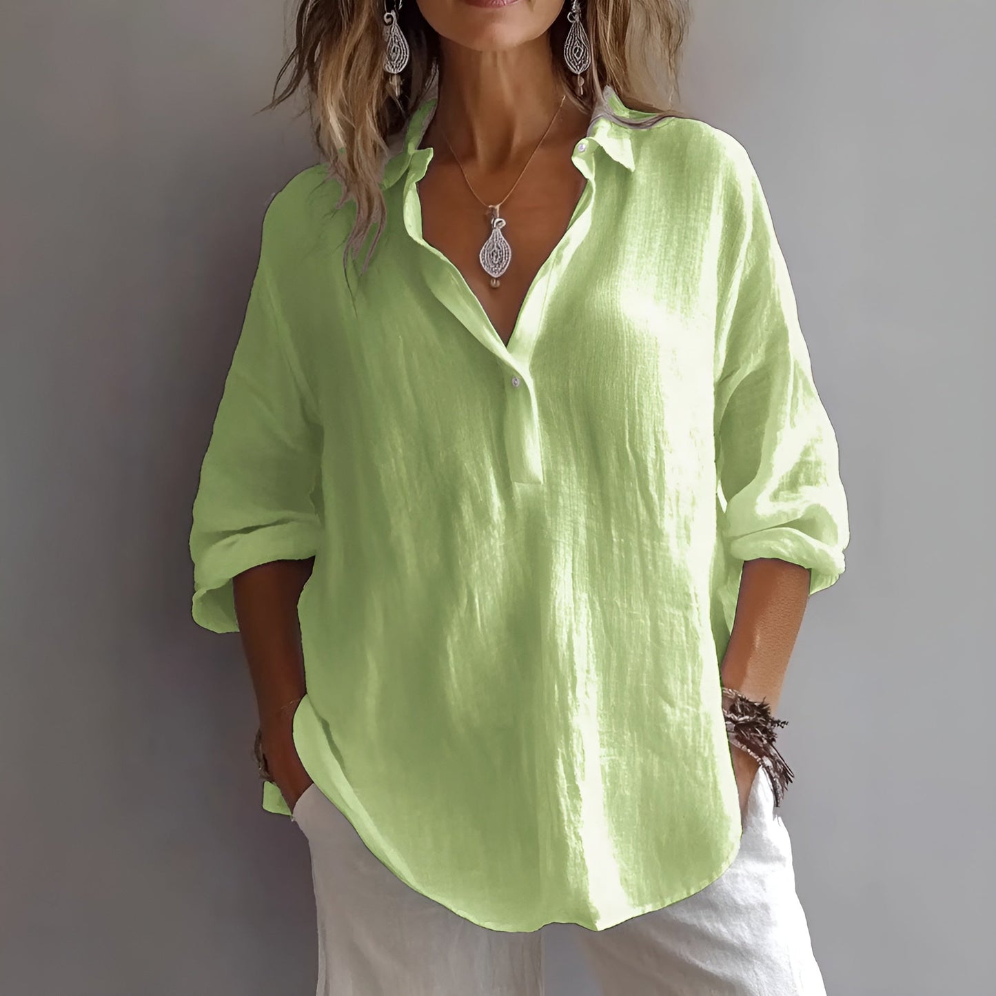 Cielo – Losvallende blouse met kraag voor dames