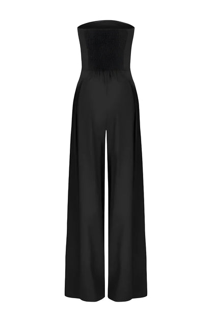 Tyra - Strapless damesjumpsuit met wijde pijpen