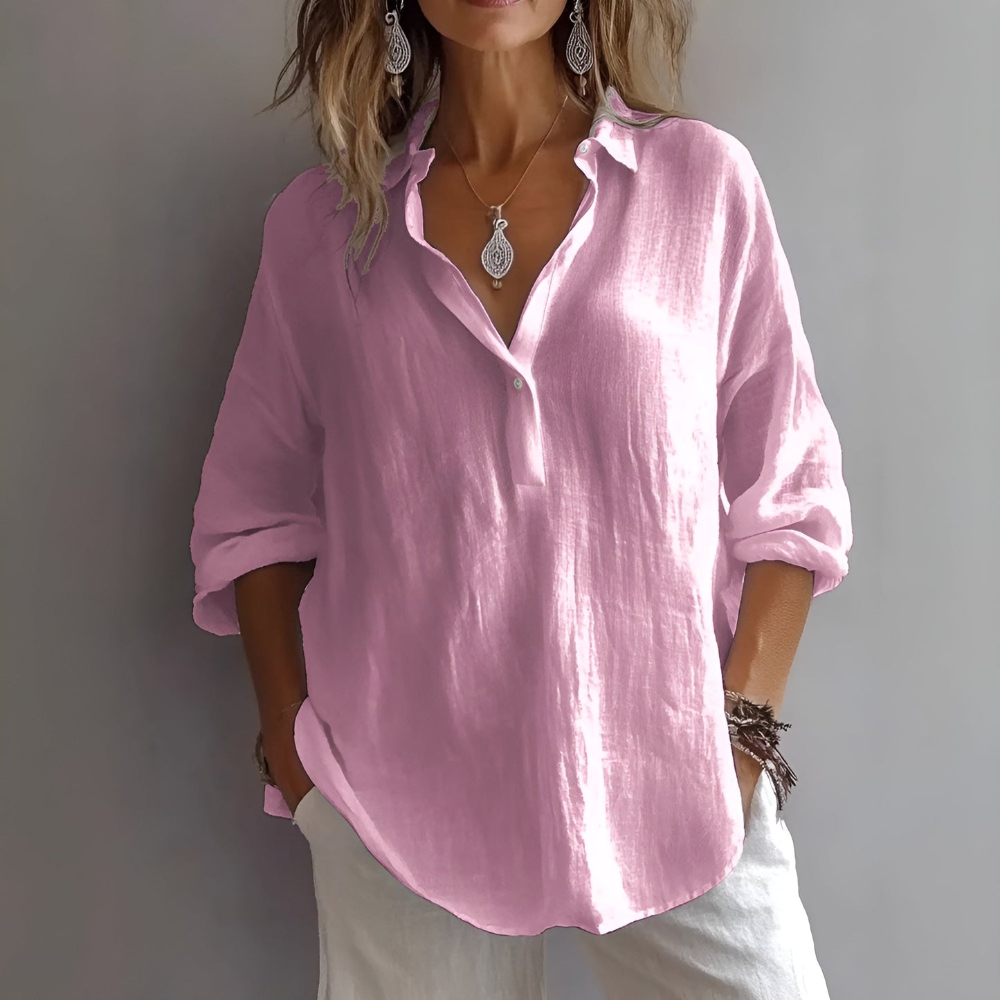 Cielo – Losvallende blouse met kraag voor dames