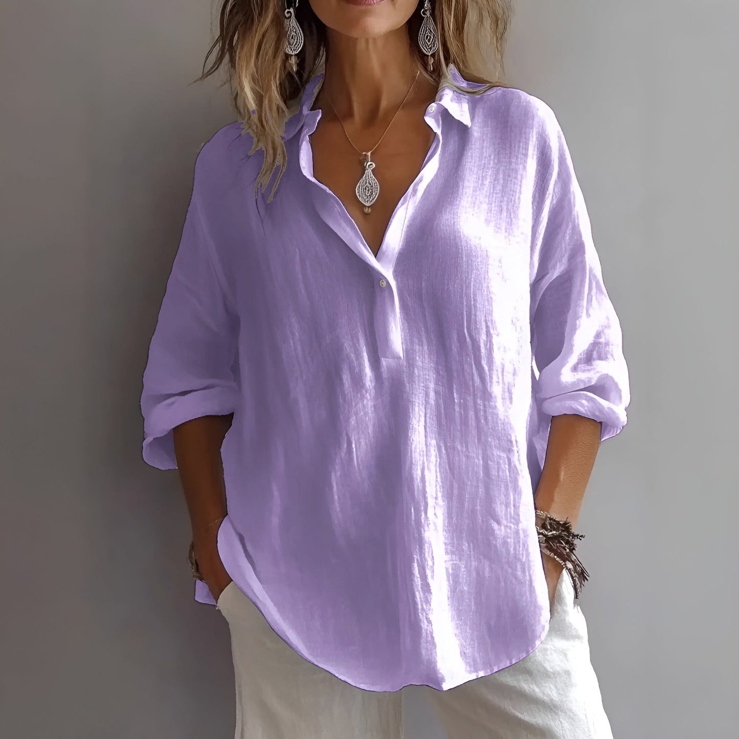 Cielo – Losvallende blouse met kraag voor dames