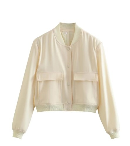 Beige bomberjack oversize kort